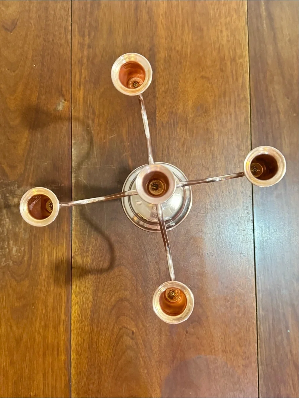 Vintage 1950s Solid Copper 5-Arm Candelabra Centerpiece